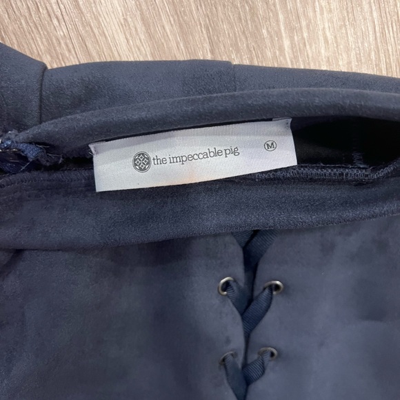 Like New - Impeccable Pig Navy Lace Up Suede Skirt - Picture 2 of 3